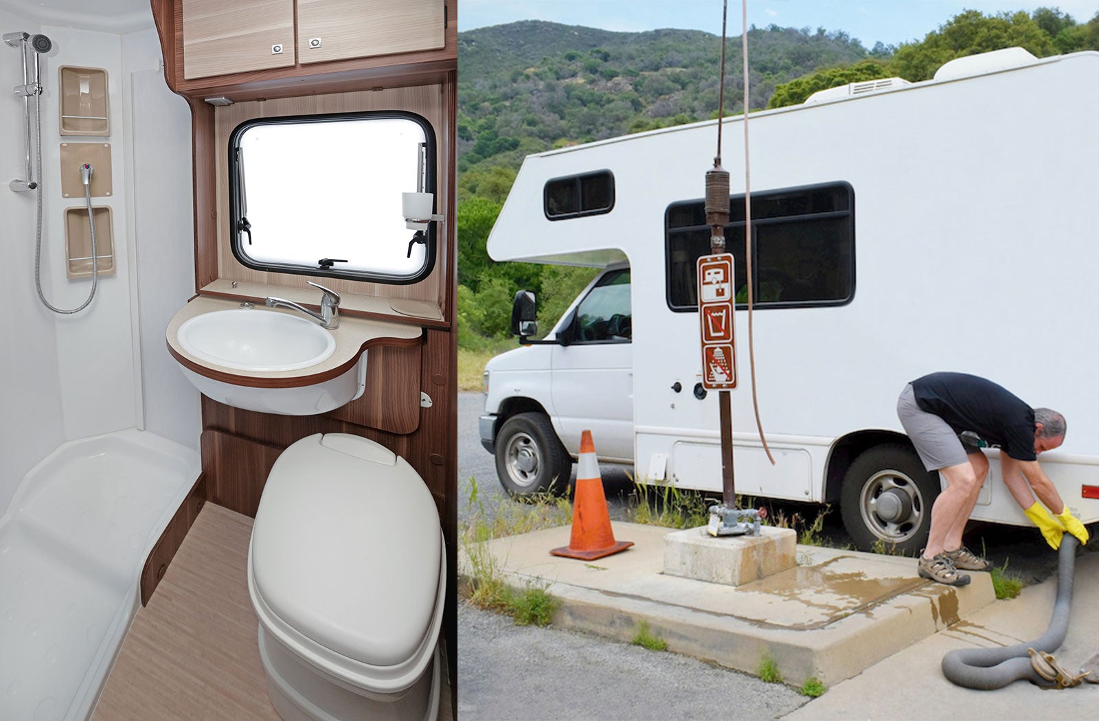 Portable RV/camper toilet and holding tank setup in Adrian, Michigan